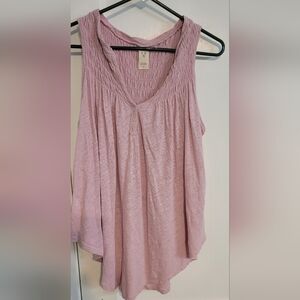 Free People We The Free Pink Blush Linen Blend Flowy Tank Festival, Sz M